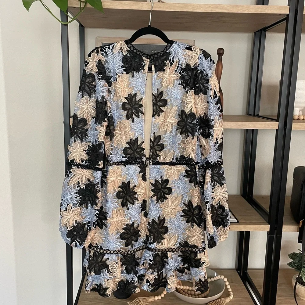 NWT Lulus Floral Crochet Lace Mini Dress - Picture 3 of 7